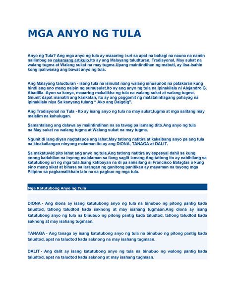 apat na anyo ng tula|Kahulugan at mga Anyo ng Tula .